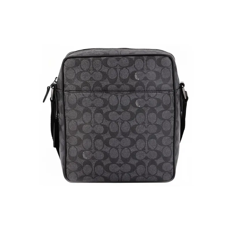 COACH Metropolitan Coated Canvas Messenger Bag Shoulder Bag Crossbody Bag Large Size Unisex Black-2