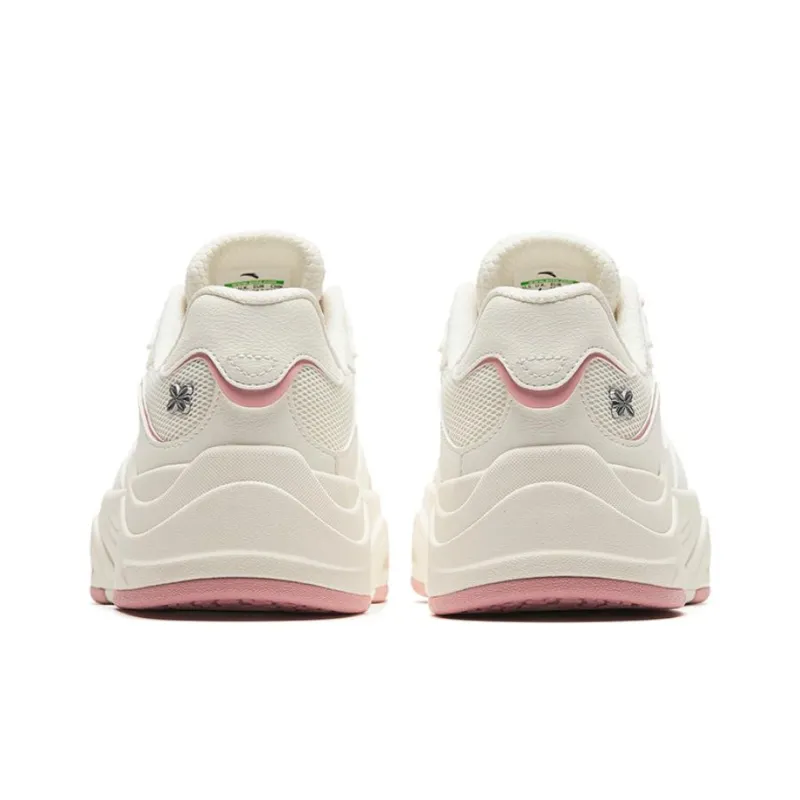 Anta Seaweed Height Increasing Lightweight Low-Top Skateboard Shoes Women's White Pink-3