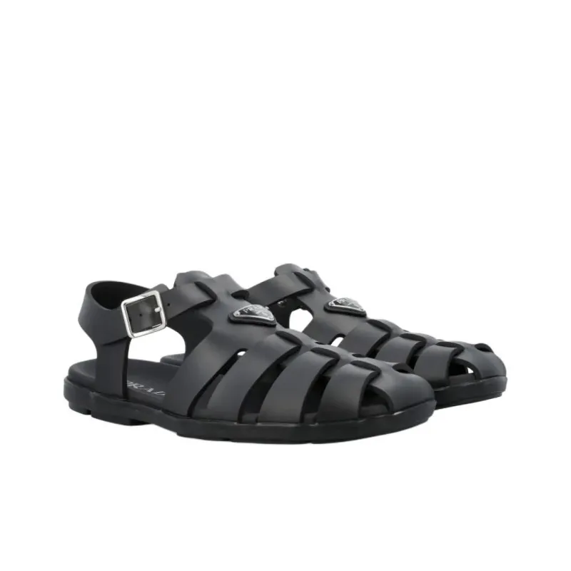 PRADA Triangle Roman Sandals Men's Black-2