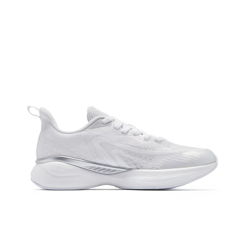 QIAODAN Flying Shadow Team1.0 Cushioning Slip Resistant Low Top Long Distance Running Shoes Men's White Silver-1