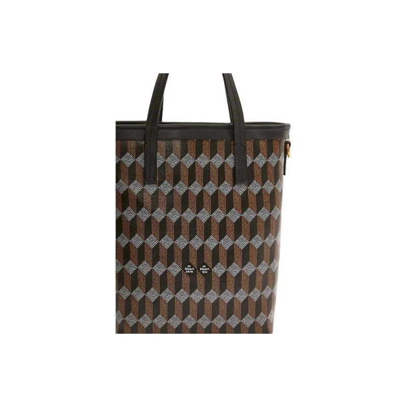 AU DEPART Cotton Coated Canvas Tote Bag Shopping Bag Handbag Women's Black-4