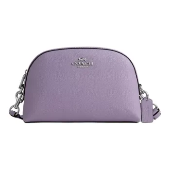 COACH Leather Saddle Bag, Shoulder Bag, Crossbody Bag Medium Size Women's Silver & Light Purple