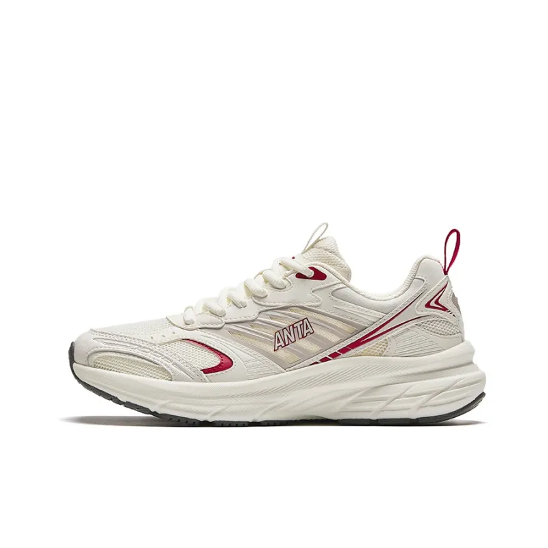 Anta Cushioning, Abrasion Resistant, Breathable, Height Increasing Low Top Running Shoes Women's White Red-0