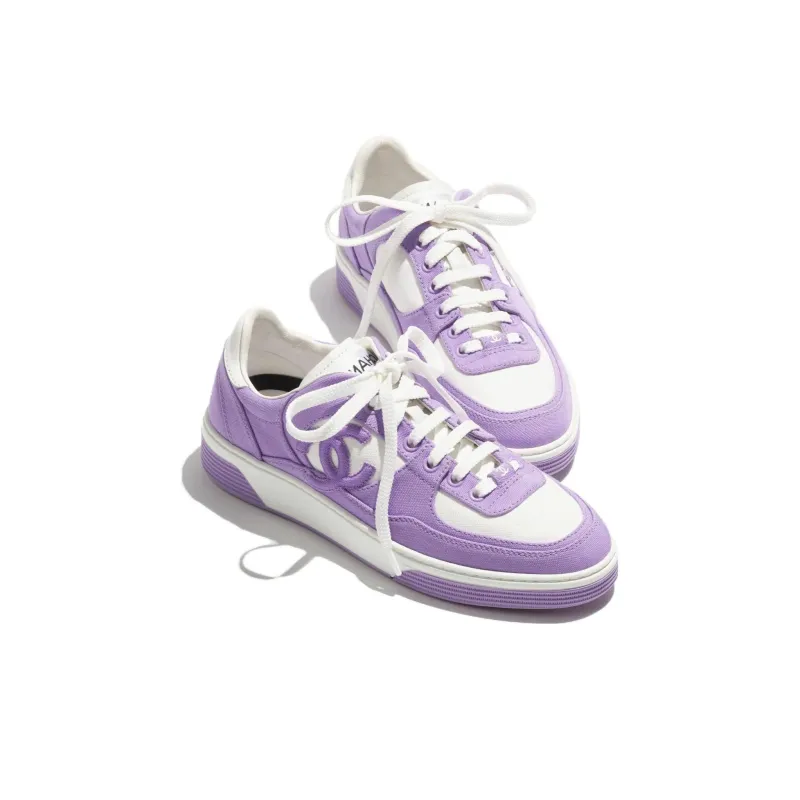 CHANEL Low Top Skateboard Shoes Women's Light Purple-6