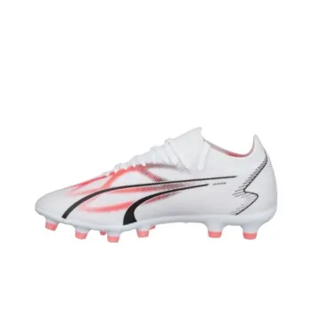 PUMA Ultra Match AG Short Rubber Studs HG Short Rubber Studs Anti Slip Wear Resistant Soccer Shoes Men's White Pink