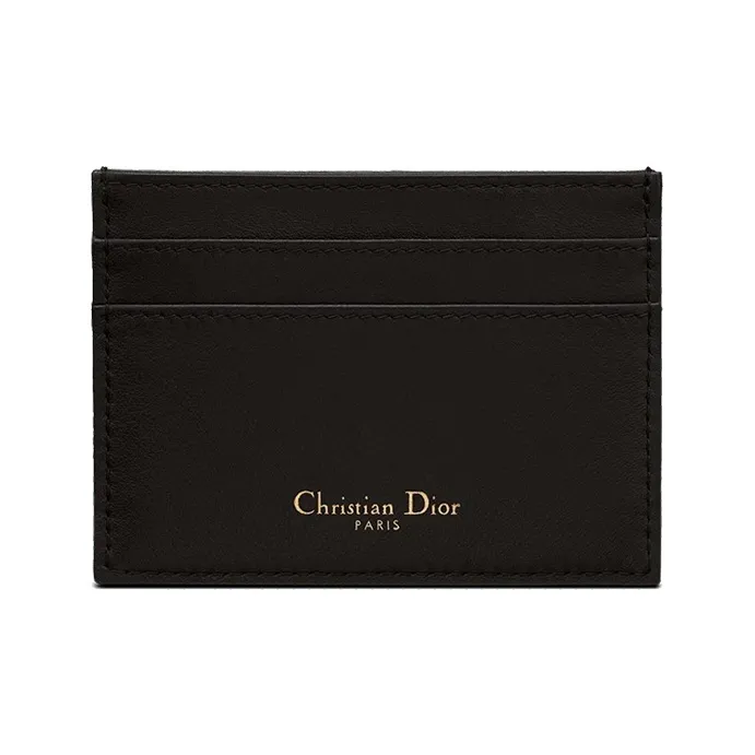 DIOR 30 Montaigne Collection Leather Trim Card Clip Card Holder Unisex Blue-3