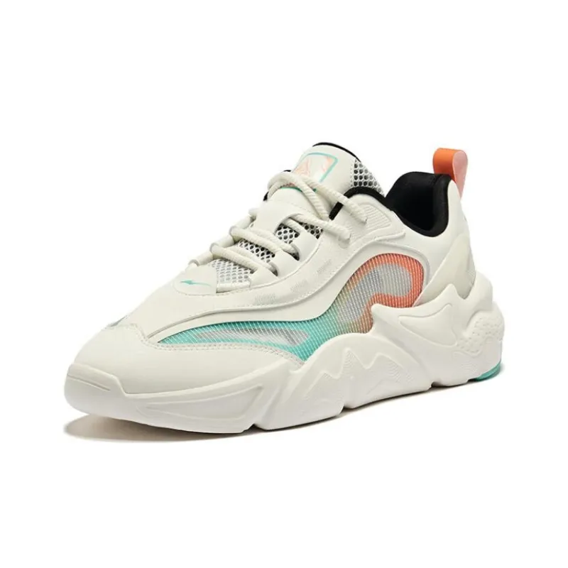 Erke Wu Yan 3.0 Cushioned Wear Resistant Lightweight Low Top Chunky Sneakers Men's Microcrystal White White Mist Gray-1