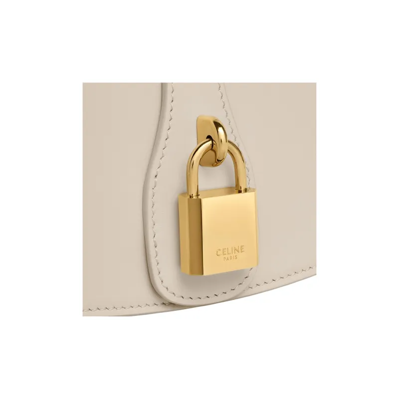 CELINE Tabou Smooth Calf Leather One Shoulder Portable Handheld Crossbody Bag Mini Women's Light Stone-4