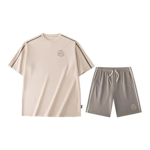 ANTA Life Collection Casual Sportswear Men Set Champagne Khaki/Linen Gray