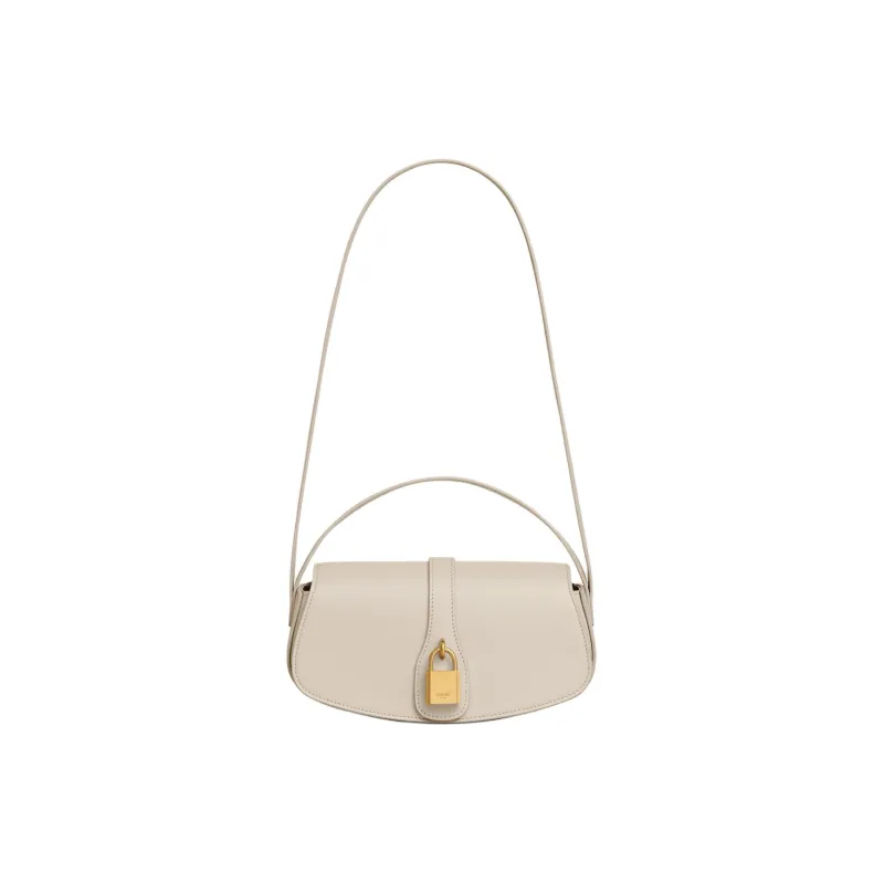 CELINE Tabou Smooth Calf Leather One Shoulder Portable Handheld Crossbody Bag Mini Women's Light Stone-3