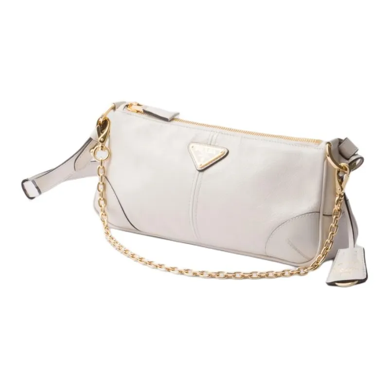 PRADA Re Edition Leather Crossbody Bag Shoulder Bag Women's White-1