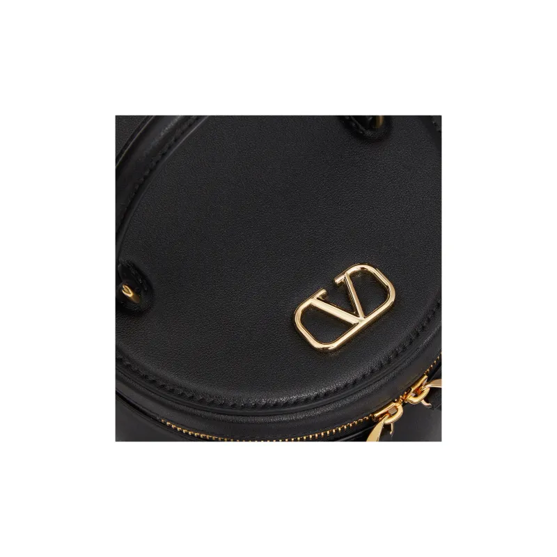 Valentino Calfskin Jewelry Box Makeup Bag Mini Women's Black-3