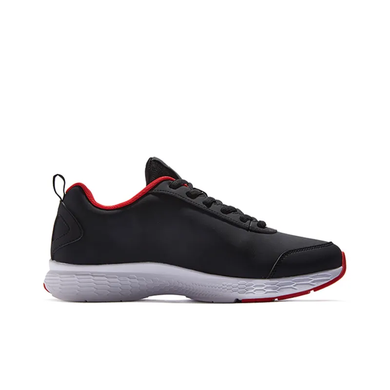 QIAODAN Cushioning Slip Resistant Low Top Long Distance Running Shoes Men's Black Aurora Red-1