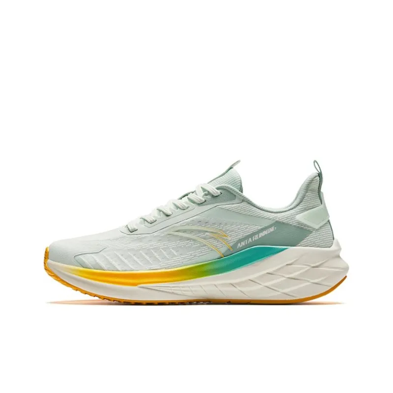 Anta Cushioning Anti Slip Wear Resistant Breathable Lightweight Rebound Low Top Running Shoes Men's Green Yellow-0
