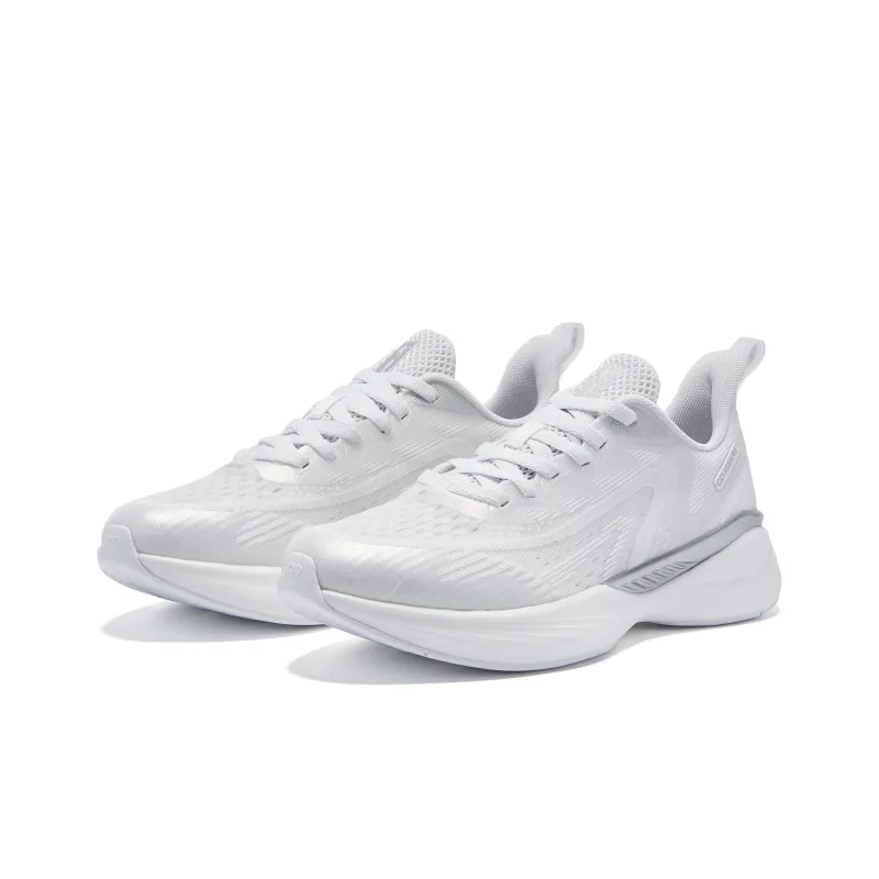 QIAODAN Flying Shadow Team1.0 Cushioning Slip Resistant Low Top Long Distance Running Shoes Men's White Silver-2