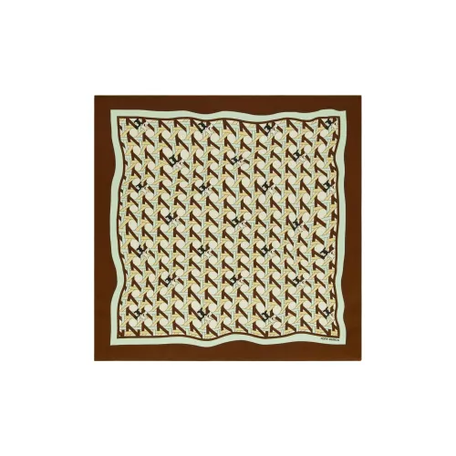 TORY BURCH Silk Scarves Unisex Brown
