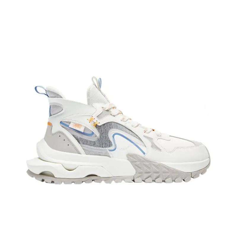 QIAODAN Rosefinch 3 Awakening Anti Slip Wear Resistant Mid Top Casual Shoes Men's White Gray-1