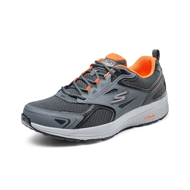 Skechers Shock Absorbers With Slip Resistant Features Low Top Running Shoes Men's Gray Orange-1