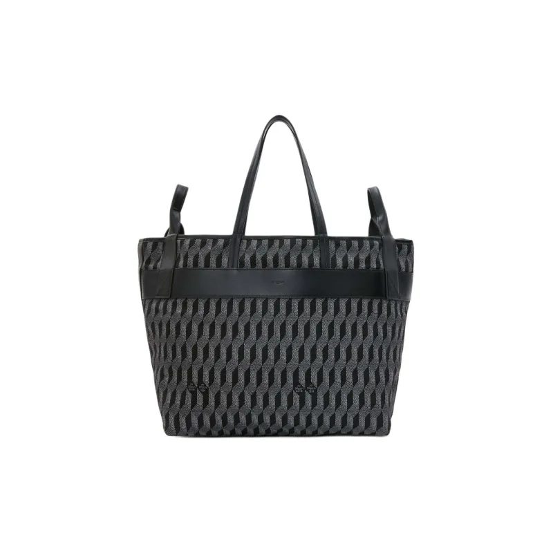 AU DEPART Reflective Jacquard Handbag Small Size Women's Black & Brown-2