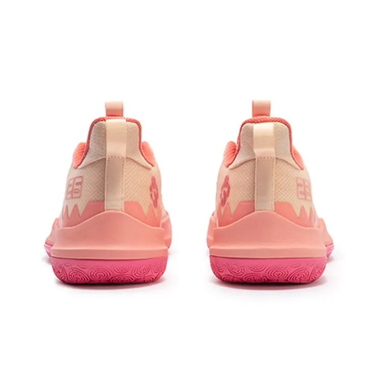 361° DVD Team Red Coral Cushioning Anti Slip Wear Resistant Breathability Low Top Basketball Shoes Men's Pink-3