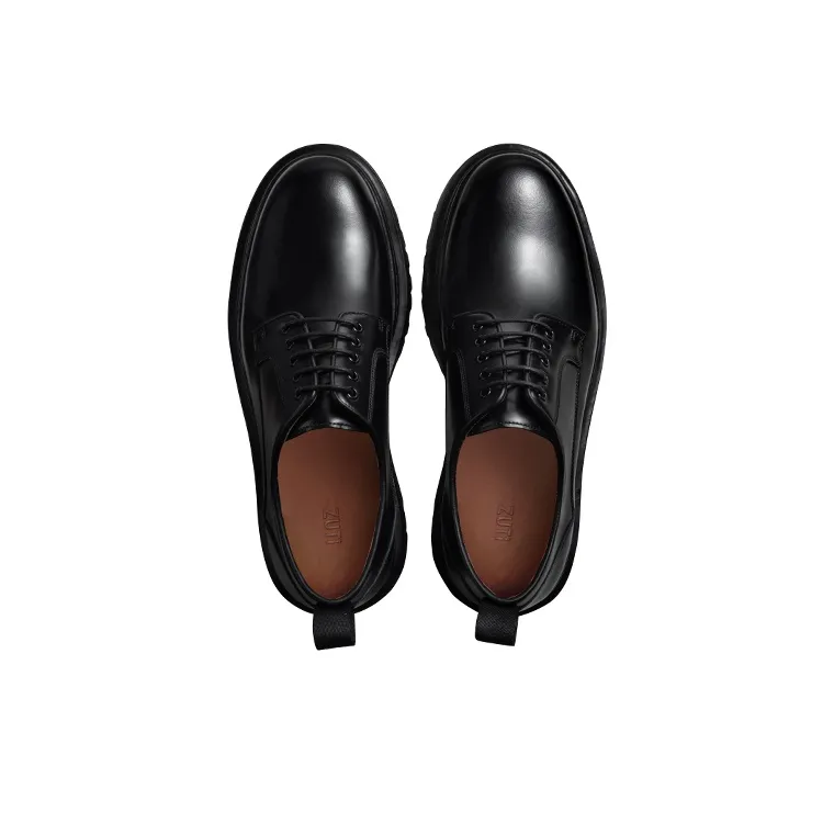 Zuti Cleanfit Shiny Big Head Derby Shoes Casual Shoes Men's Black-2