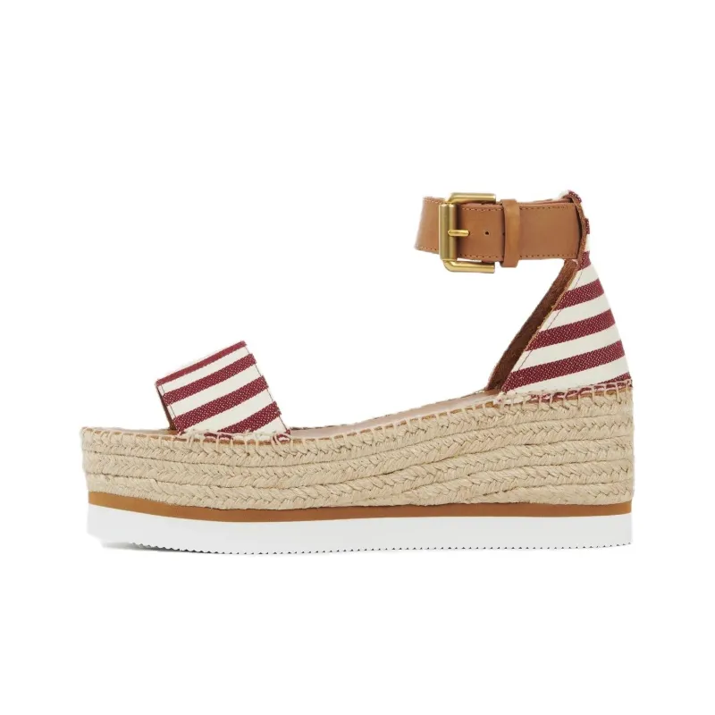 See By Chloe Glyn Strap Sandals 5.5cm Women's Brown Red White-0