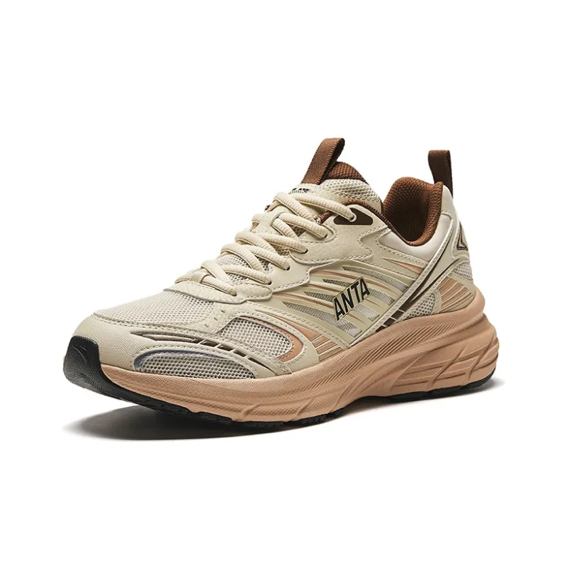 Anta Cushioning Slip Resistant And Abrasion Resistant Low Top Casual Running Shoes Men's Beige Yellow-1