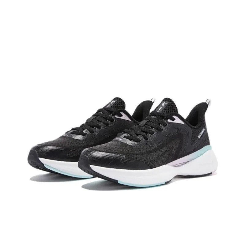 QIAODAN Flying Shadow Team1.0 Anti Slip Wear Resistant Low Top Running Shoes Women's Black Pink-3