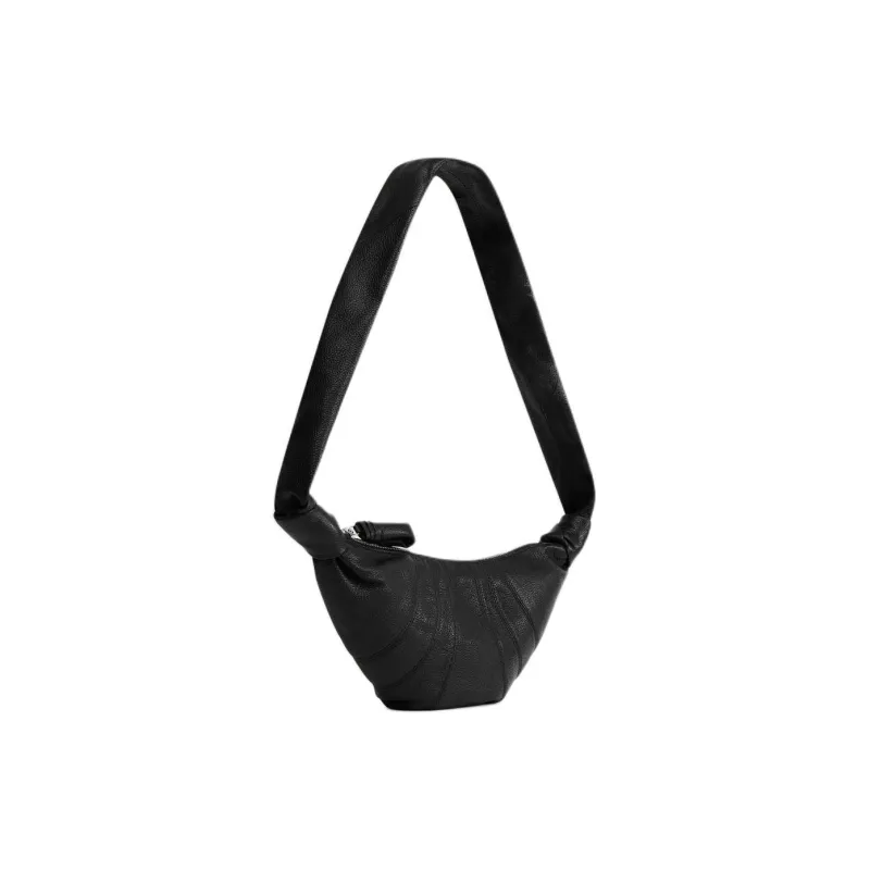 Lemaire Soft Leather Croissant Bag Crossover Bag Goat Horn Bag Portable Crossbody Bag Shoulder Bag Men's Black-4