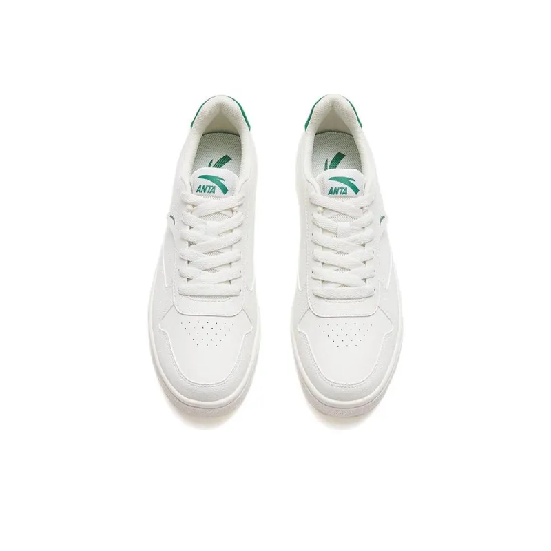 Anta Basic Anti Slip Wear Resistant Low Top Skateboard Shoes Men's White Green-2