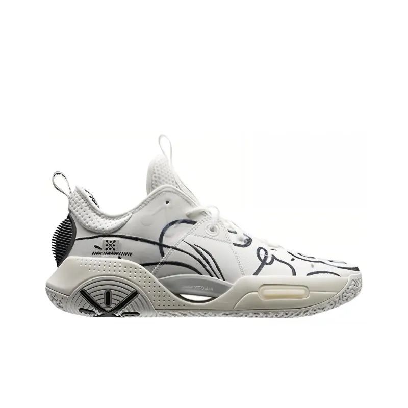 DFT x LiNing All City 9 V1.5 Durable Breathable Low Top Basketball Shoes Men's Beige White Black-1