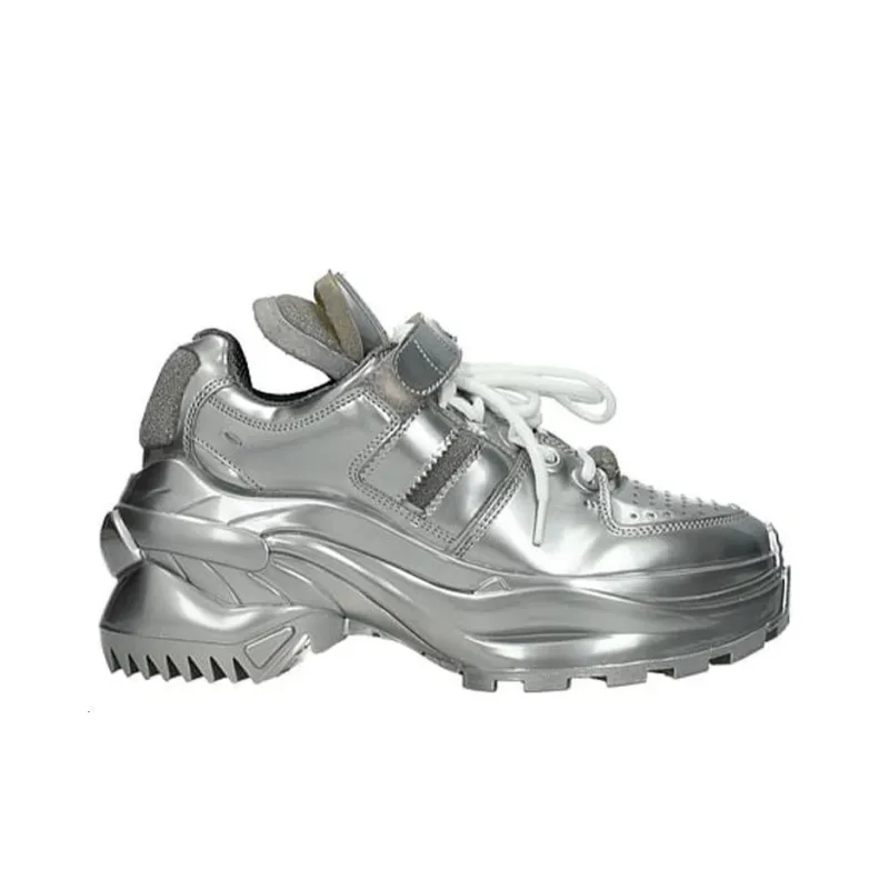 Maison Margiela Cushioning, Wear Resistant Low Top Chunky Sneakers Women's Silver-1