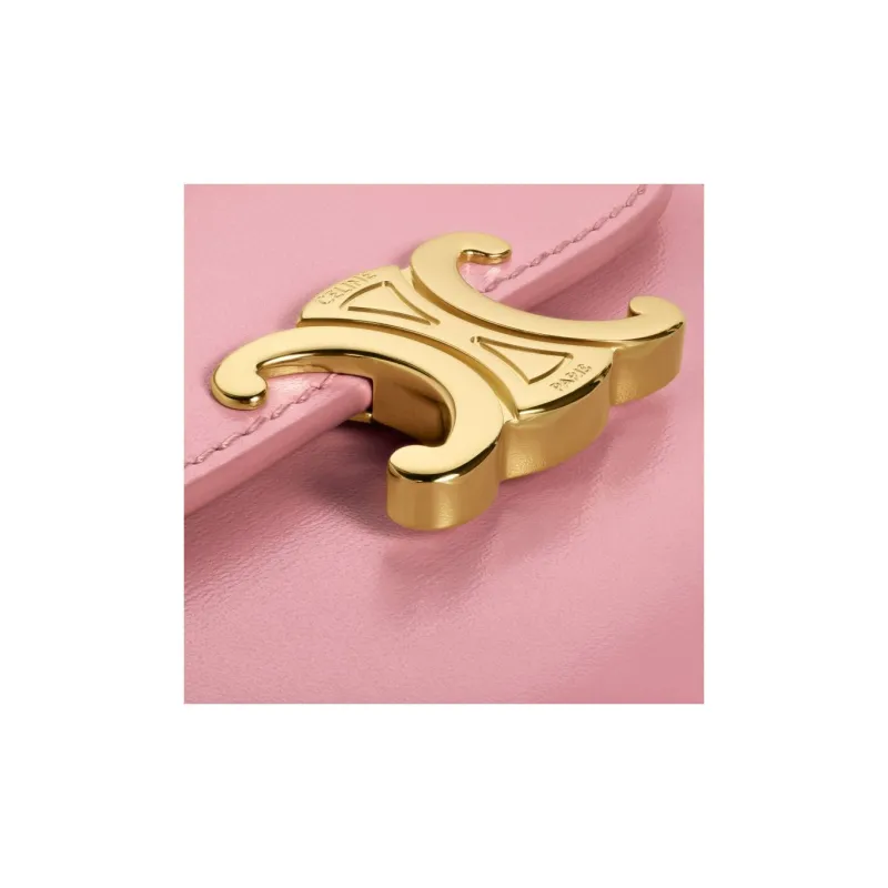 CELINE Triomphe Shiny Calfskin Card Holder Wallet Small Size Women's Rose-4