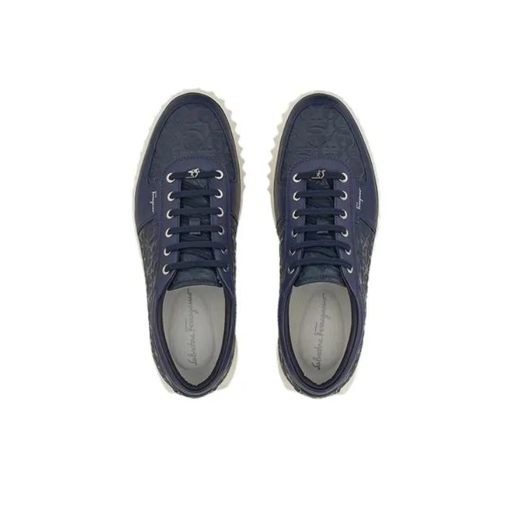 FERRAGAMO Low Top Stylish Skateboarding Shoes Men's Blue-3