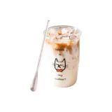Kitten Glass Cup (Where Is The Coffee) with Stirring Spoon