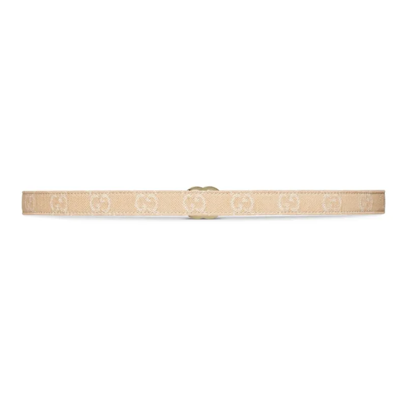 GUCCI Letter Logo Belt With Smooth Buckle Women's Beige Width: 2CM-1