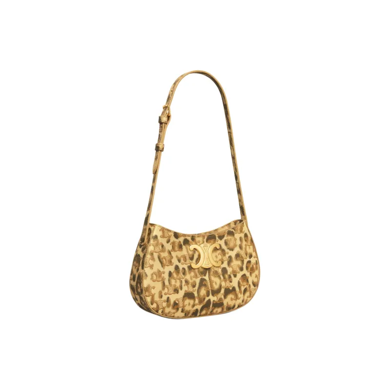 CELINE Triomphe Canvas Handbag, Shoulder Bag Women's Leopard Print-1