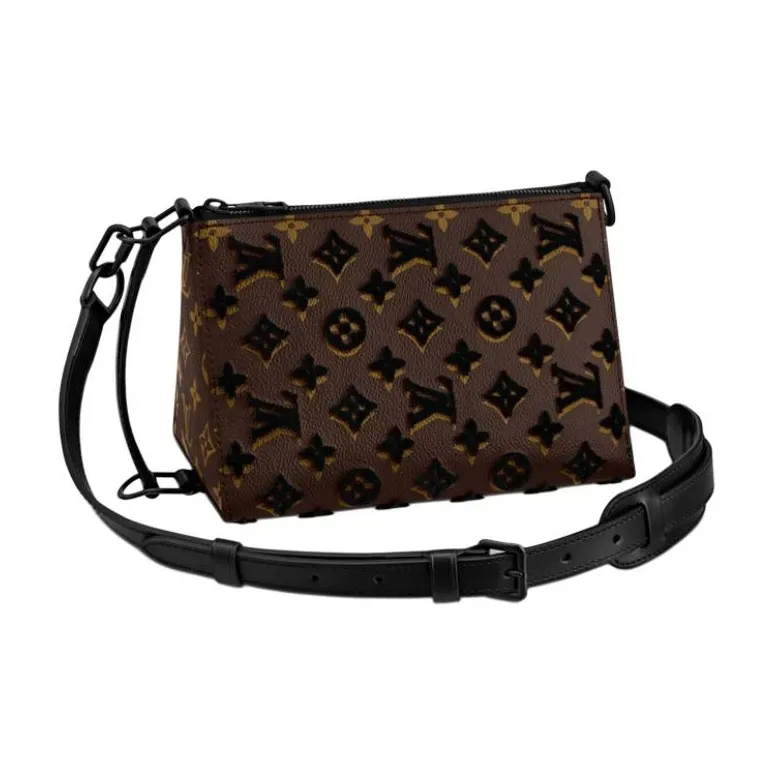 LOUIS VUITTON Triangle Messenger Monogram Tuffetage Black-0