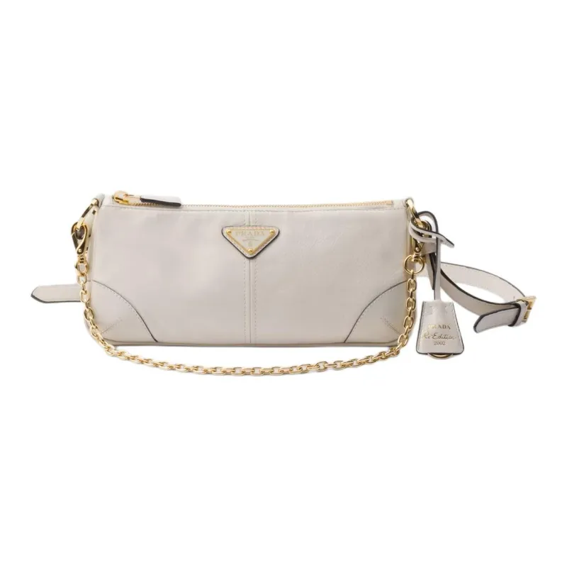 PRADA Re Edition Leather Crossbody Bag Shoulder Bag Women's White-0