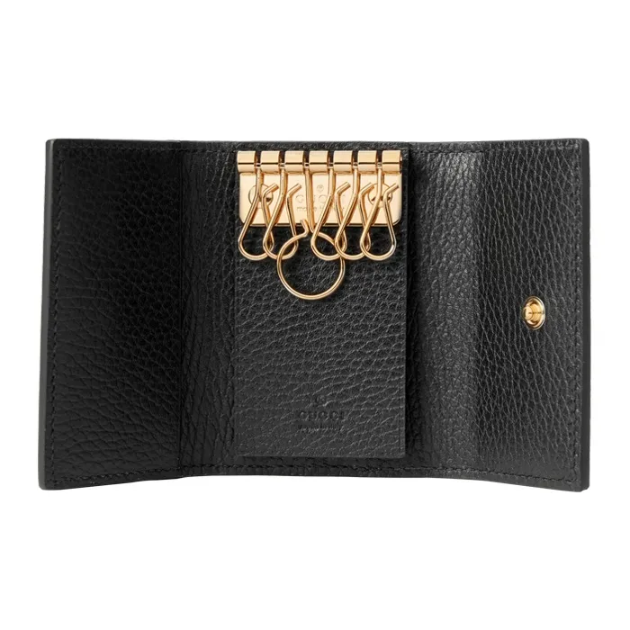GUCCI GG Marmont Canvas With Leather Key Pouch Women's Ebony/Black-3