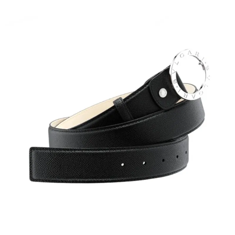 BVLGARI Logo Identification Leather Belts Unisex Black --0