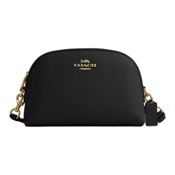 COACH Cross Grain Leather Shoulder Bag, Crossbody Bag Medium Size Women's Gold & Black