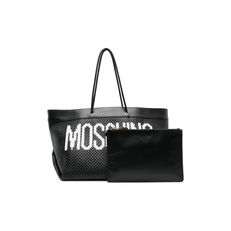 MOSCHINO Logo-print Interwoven Leather Tote Bag-2