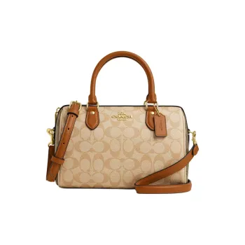 COACH Rowan Coated Canvas Shoulder Bag Crossbody Bag Handbag Medium Size Women's Light Khaki