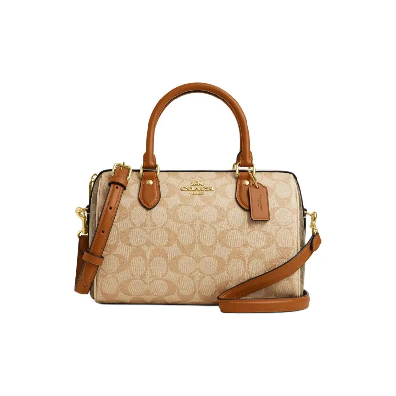 COACH Rowan Coated Canvas Shoulder Bag Crossbody Bag Handbag Medium Size Women's Light Khaki-0