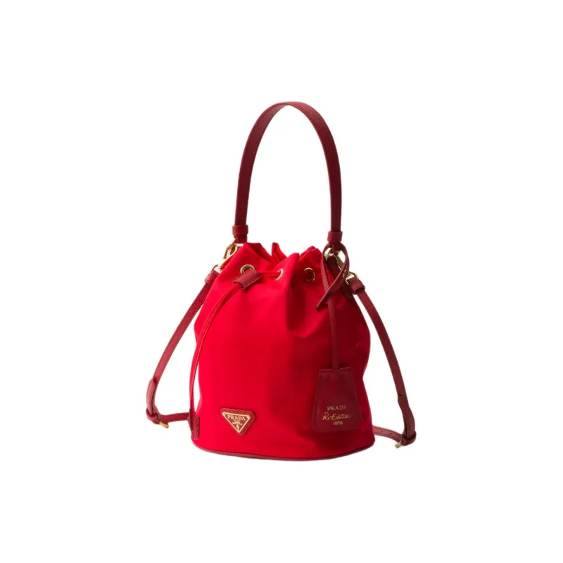 PRADA Re-EditionRe-Nylon Recyclable Nylon Bucket Bag Handbag Shoulder Bag Crossbody Bag Mini Women's Red-1