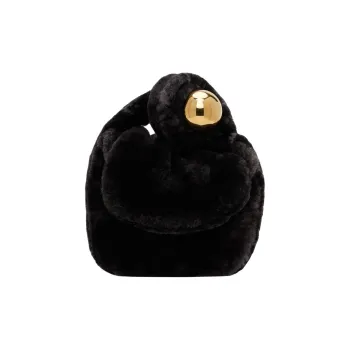 JIL SANDER Sheared Wool Clutch Small Size Women's Black