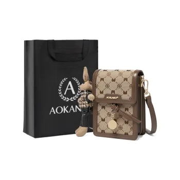 AOKANG Fabric Cell Phone Pouch, Crossbody Bag, Shoulder Bag, Commuter Bag Mini Women's Hepburn Black/Ebony