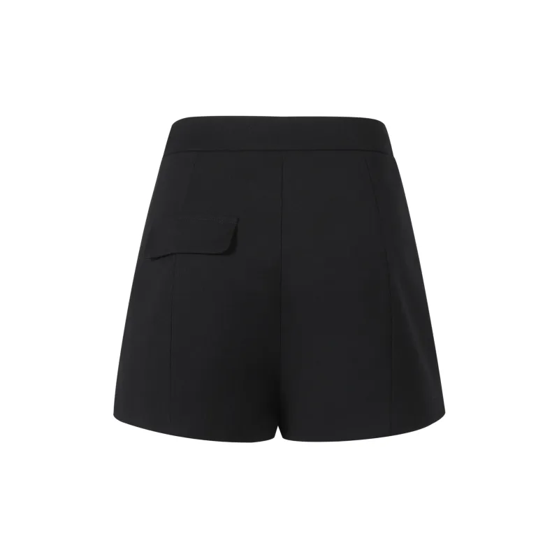 Three Quarters Casual Short Skirts Women's Black-1