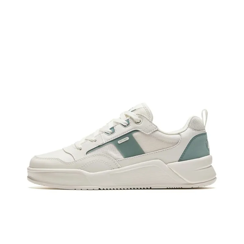 Anta Glue Elastic Height Increasing Lightweight Breathable Low Top Skateboard Shoes Women's White Green-0